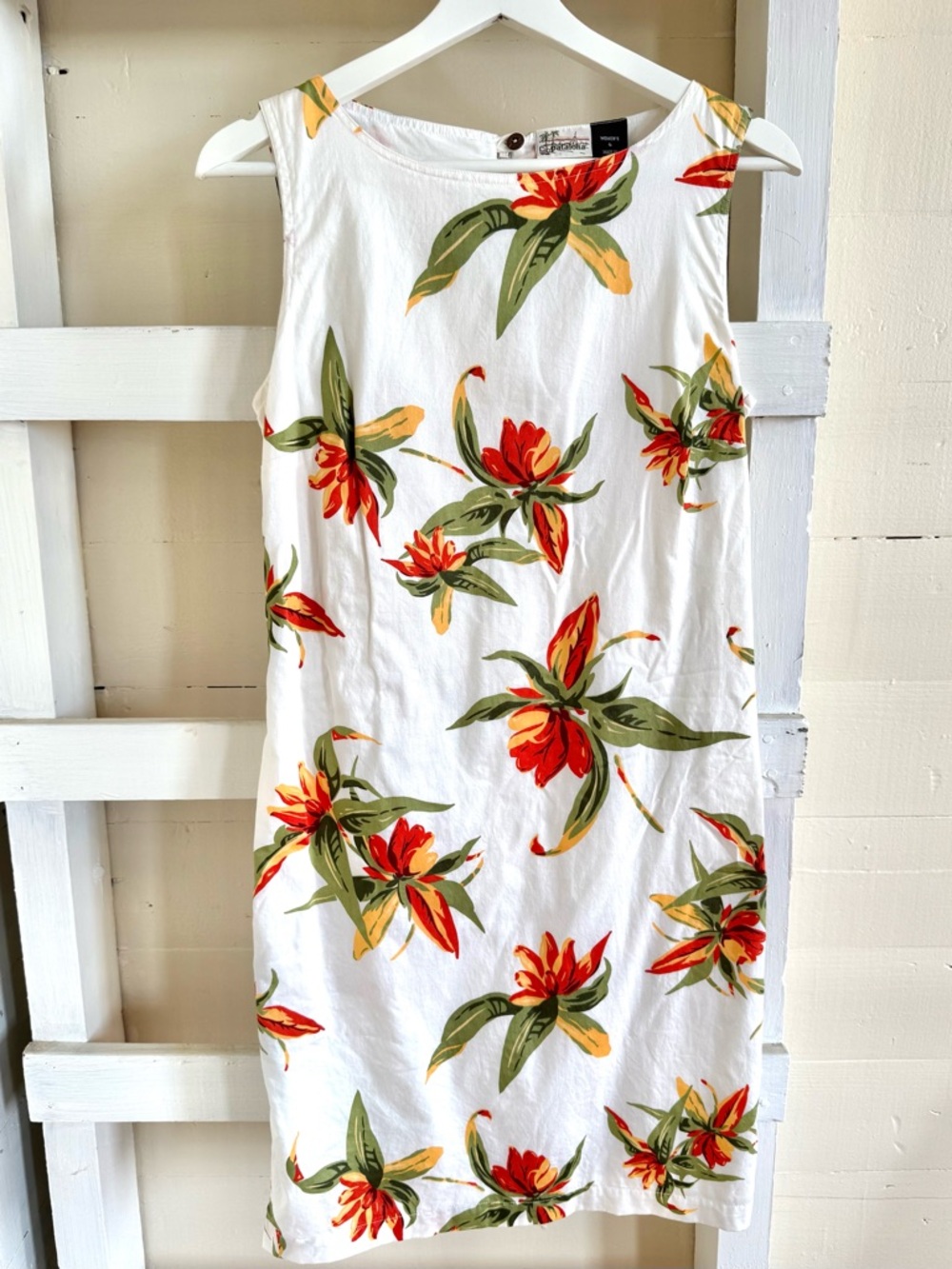 Vintage Patagonia Pataloha Sleeveless White Floral Dress Small 4